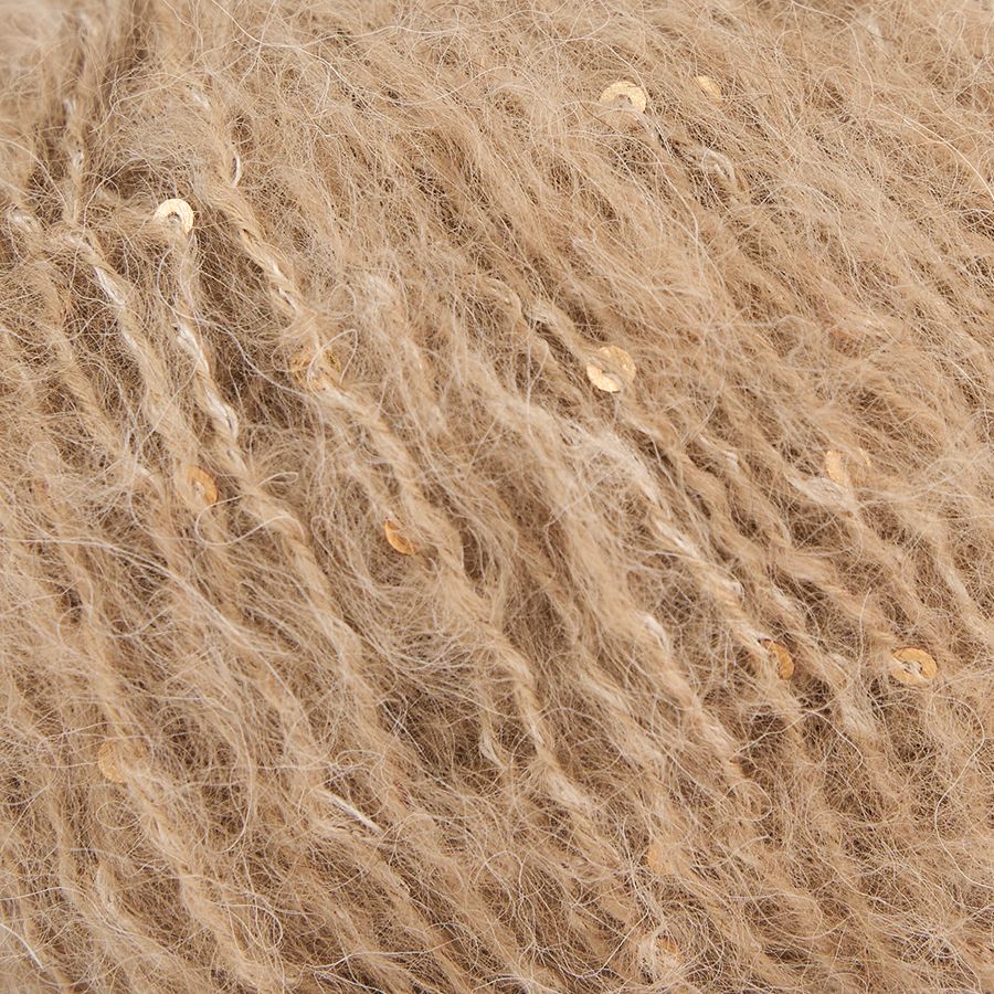 Luxuriöse ROWAN ALPACA SPARKLE Wolle mit dezentem Glanz, Zusammensetzung aus 23 % Alpaka, 23 % Wolle, 22 % Baumwolle und 32 % Polyester, FARBE: Camel 10021