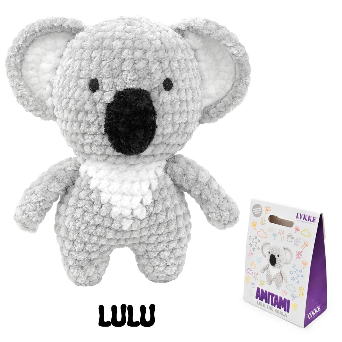 LYKKE AMITAMI Häkel-Set LULU der Koala - Komplettset für Amigurumi mit Garn, Häkelnadel, Füllung und Anleitung