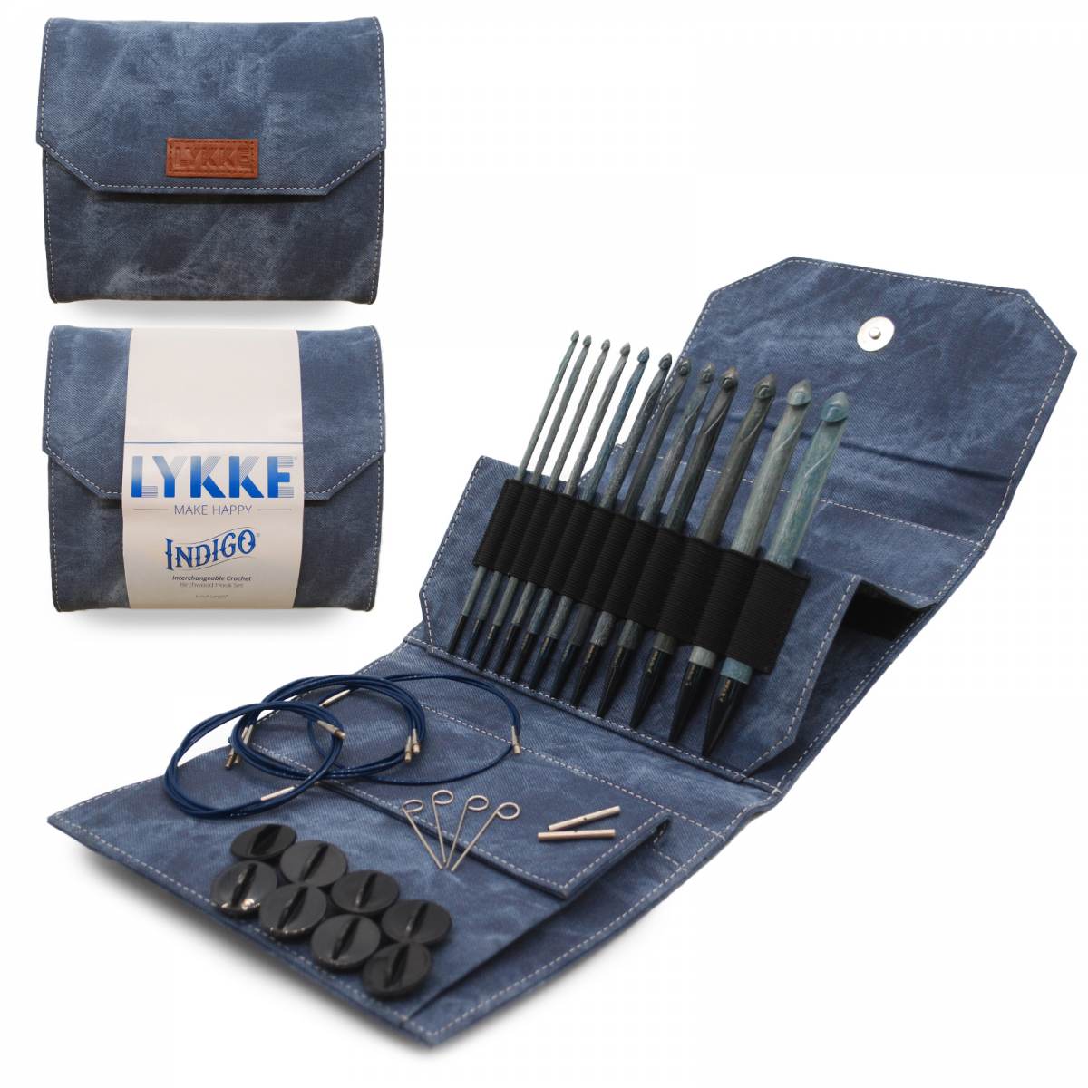 TUNESISCHER HÄKELNADEL SET 6" | 15 cm | INDIGO | Blue Denim Effekt