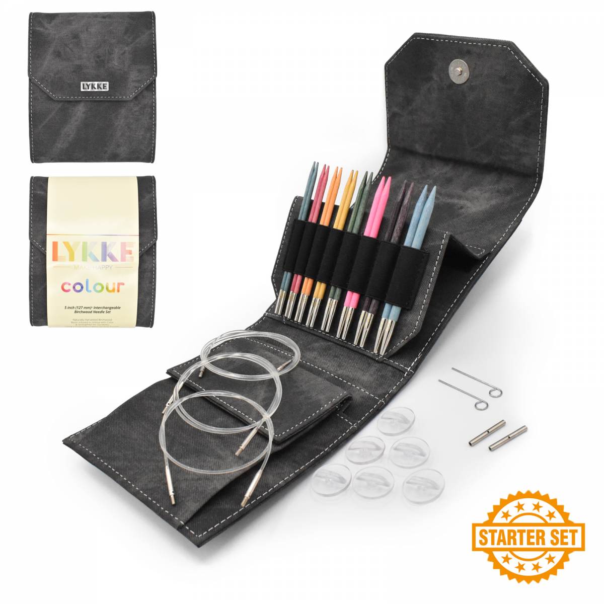 STARTER RUNDSTRICKNADEL SET 5" | 13 cm | COLOUR | GREY DENIM Effekt