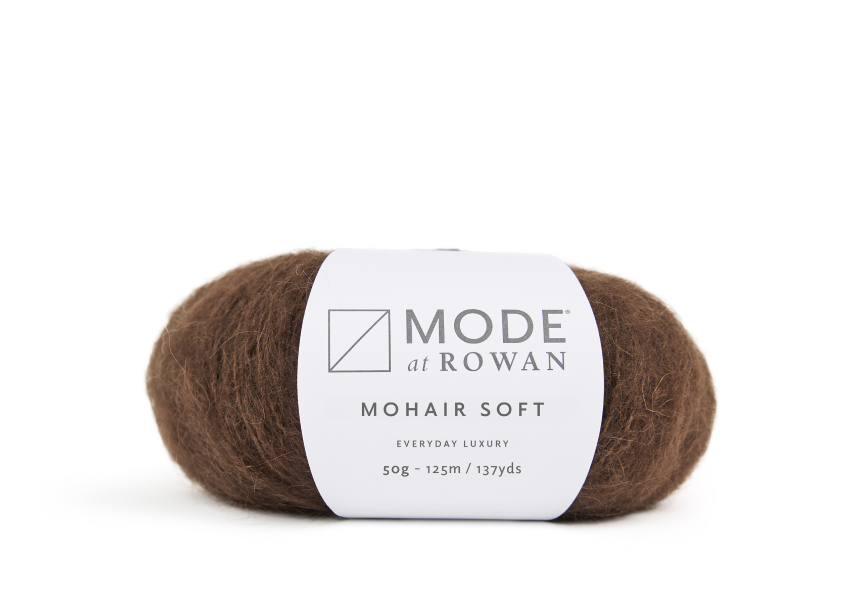 Luxuriöses Mohair-Wolle-Strickgarn MODE at ROWAN Mohair Soft für Wintermode, Homewear, Outdoor-Kleidung und exklusive Designer-Strickprojekte aus Italien. FARBE: Chocolate 10202