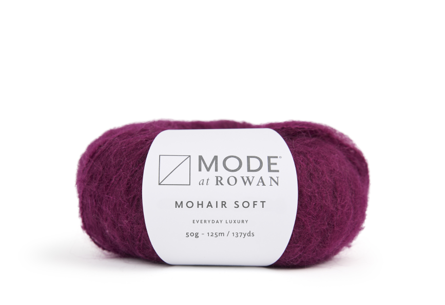 Mohair Soft Garn von MODE at ROWAN – hochwertiges Mohair-Wolle-Mischgarn mit LAUFLÄNGE 50 g | 125 m für Wintermode, Pullover stricken, Schals, Cardigans, Accessoires und luxuriöse Handmade Fashion. FARBE: Wine 10208