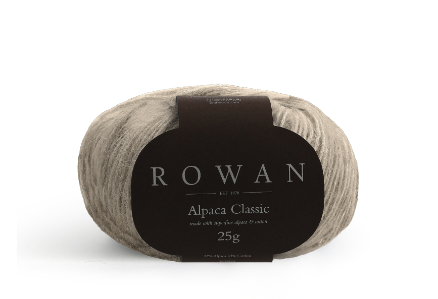 ROWAN ALPACA CLASSIC leichtes Strickgarn aus 57 % Alpaka und 43 % Baumwolle mit feiner Struktur für Pullover, Cardigans und Accessoires