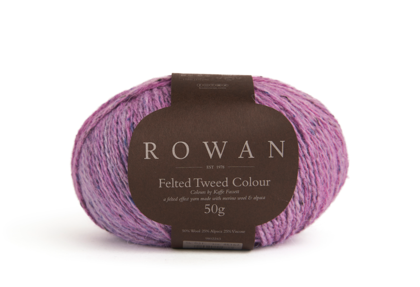 ROWAN FELTED TWEED COLOUR Strickgarn aus 50 % Merinowolle, 25 % Alpaka und 25 % Viskose mit weicher Tweedstruktur und sanftem Farbverlauf