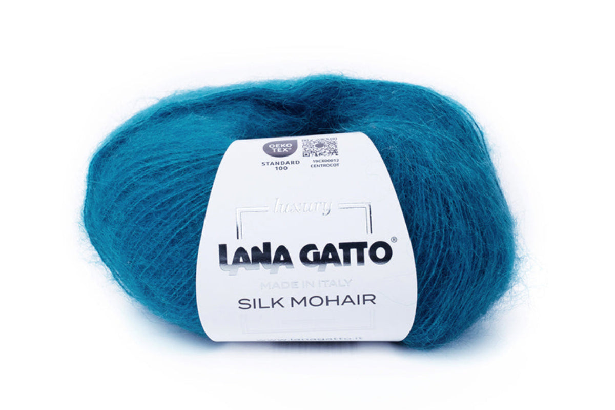 Weiches Mohairgarn Lana Gatto Silk Mohair für Winterpullover, Damenmode und exklusive Handarbeitsprojekte. FARBE: Bluette 7263