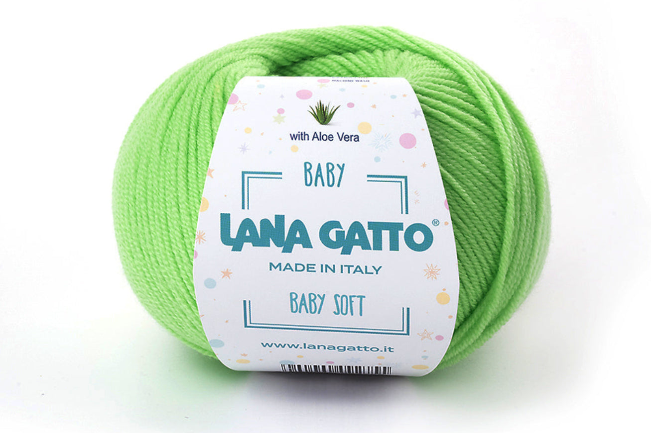 Lana Gatto Baby Soft Premium-Wolle aus 100% Extrafine Merino Wool, hochwertiges italienisches Babygarn mit Aloe Vera für Babydecken, Strampler, Babymützen, Kinderkleidung und exklusive Strickprojekte, Made in Italy
