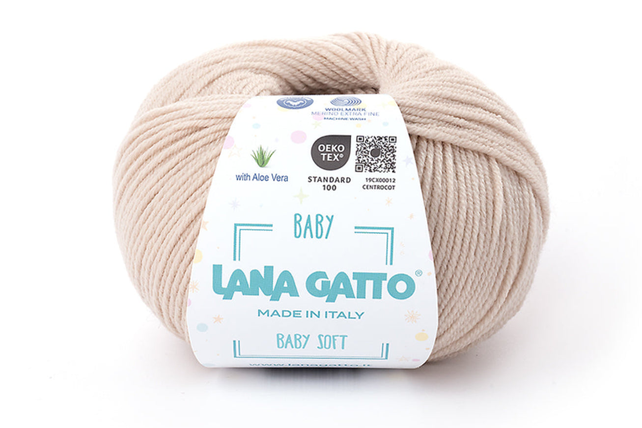 Lana Gatto Baby Soft exklusives Premium-Garn für Babysachen, Babystrampler, Babymützen, Babydecken, Kinderkleidung, Strickmode und hochwertige DIY- und Handarbeitsprojekte, Made in Italy