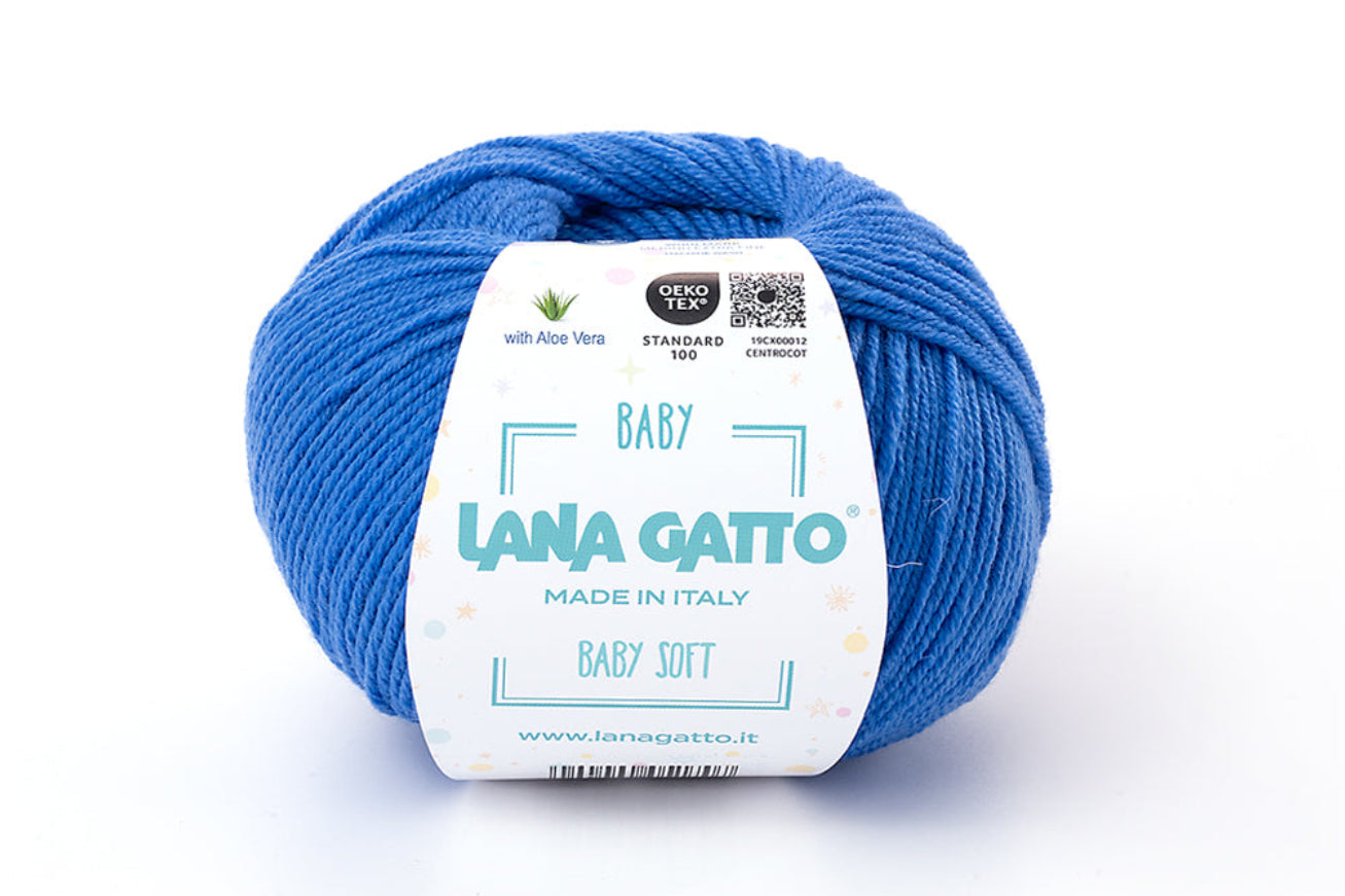 Premium-Babygarn Lana Gatto Baby Soft aus 100% Merinowolle für Stricken und Häkeln von Babysachen, Babykleidung, Kinderbekleidung und hochwertiger Handmade Fashion