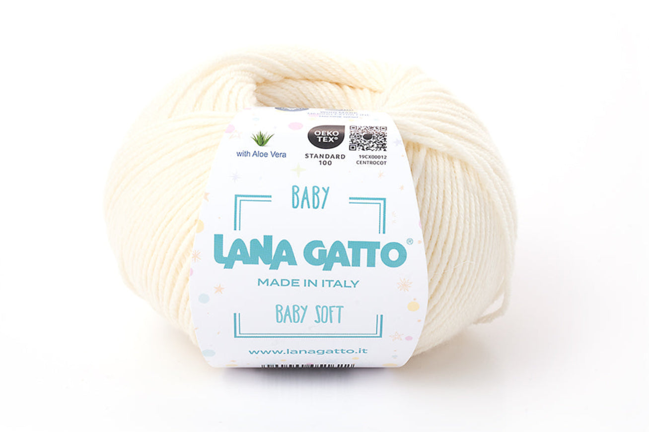 Lana Gatto Baby Soft Merinowolle mit Aloe Vera, besonders weiches Babygarn für Neugeborene, empfindliche Haut, Babykleidung, Kinderkleidung und hochwertige Strickmode