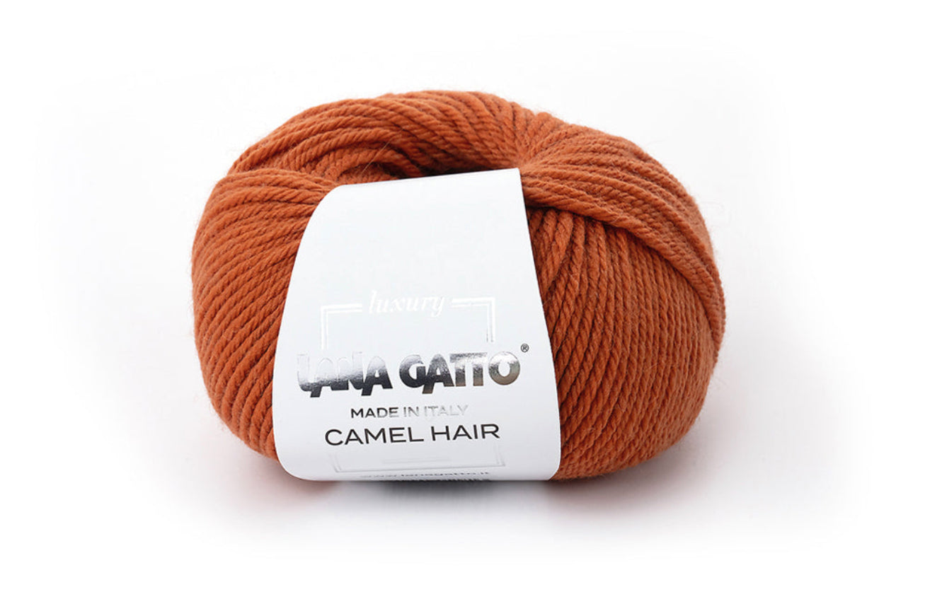 Lana Gatto Camel Hair hypoallergenes Naturgarn für Babykleidung, Kinderkleidung, Winteraccessoires und luxuriöse Strickbekleidung aus Merino und Kamelhaar