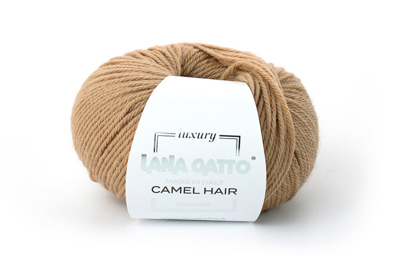 Hochwertiges Lana Gatto Camel Hair Strickgarn Made in Italy, NADELSTÄRKE 4–4,5 mm, ideales Naturgarn für Winterpullover, Freizeitmode, Babykleidung und Kinderbekleidung
