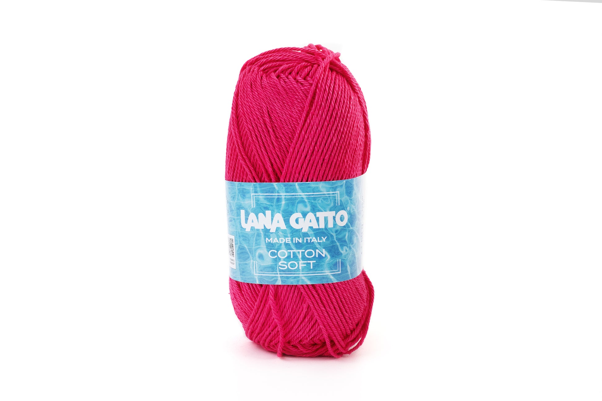 Lana Gatto Cotton Soft Premium-Garn für atmungsaktive Damenmode, Babykleidung und stilvolle Strickprojekte, Farbe: Fucsia 31319