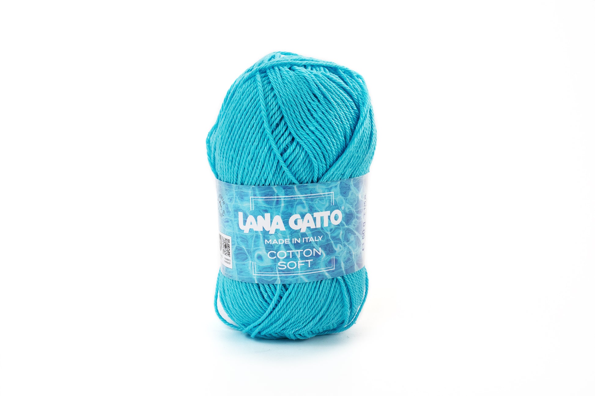 Lana Gatto Cotton Soft, leichte Sommer-Baumwolle, weiches Mako-Garn für Kleidung und Accessoires, Farbe: Azzurro 31332