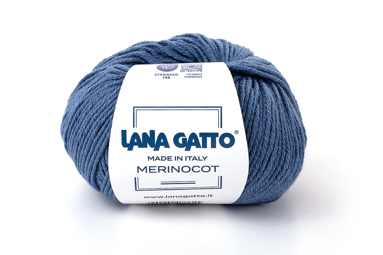 Lana Gatto Merinocot Garn 10173 - 53% Merinowolle & 47% Baumwolle aus Italien. Shrinkproof für Kinderkleidung & Alltag