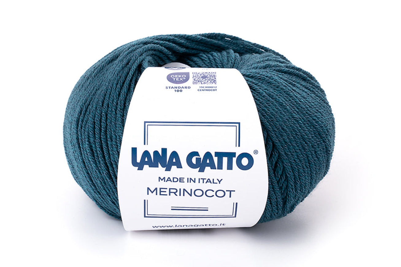 Lana Gatto Merinocot Garn 14527 - 53% Merinowolle & 47% Baumwolle aus Italien. Shrinkproof für Kinderkleidung & Alltag