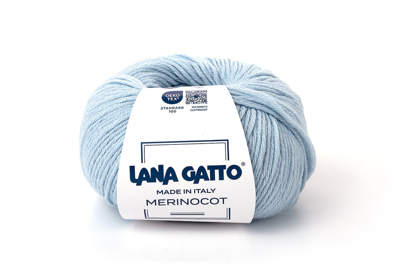 Lana Gatto Merinocot Garn 14534 - 53% Merinowolle & 47% Baumwolle aus Italien. Shrinkproof für Kinderkleidung & Alltag