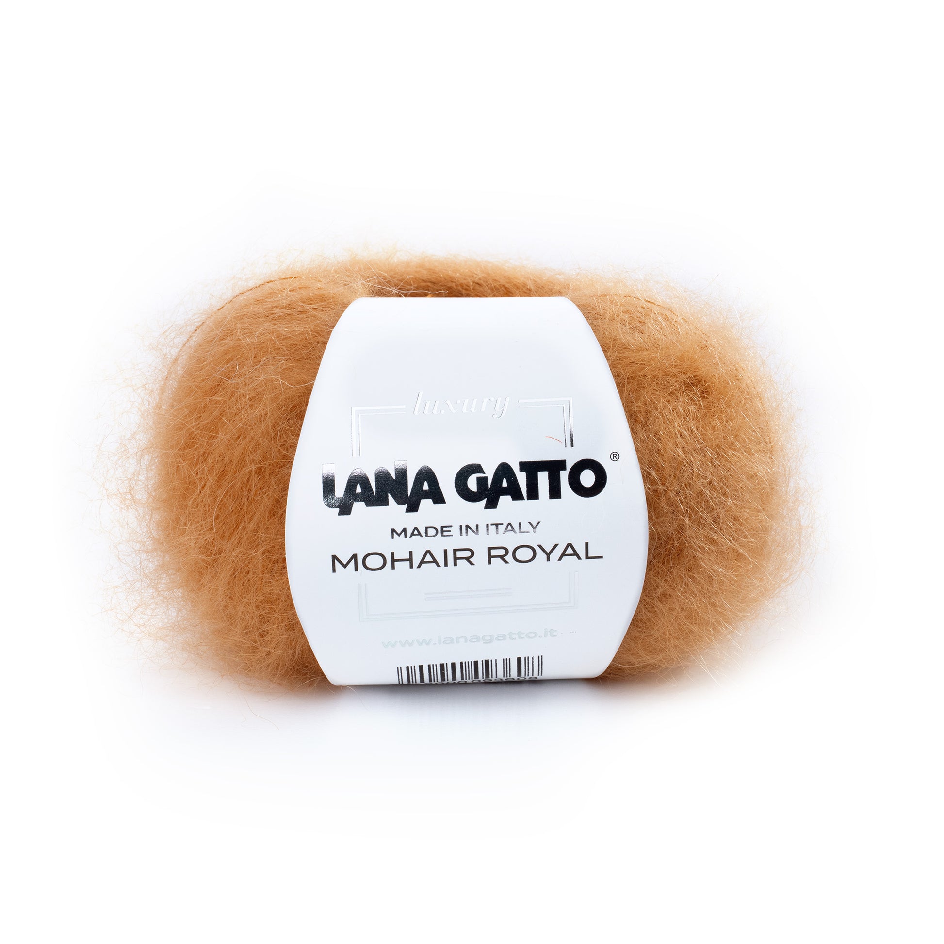 Lana Gatto Mohair Royal Gelb. Weiches Garn aus 80% Kid Mohair und 20% Polyamid. Ideal für Schals und Tücher stricken. Made in Italy. 215m Lauflänge
