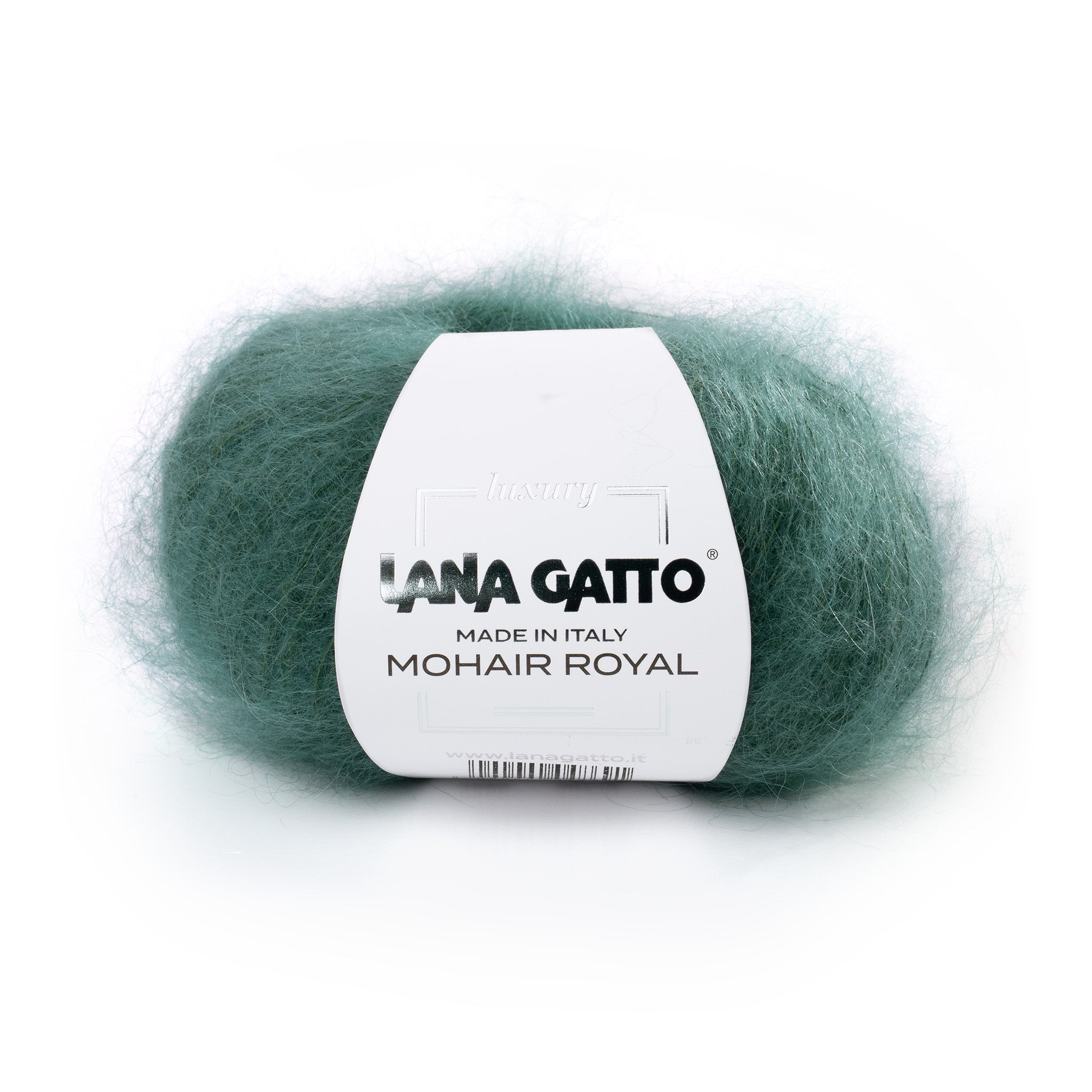 Lana Gatto Mohair Royal Grün. Weiches Garn für zarte Babykleidung und feine Accessoires. Flauschiger Kid Mohair. Gleichmäßige Faser für perfekte Maschen