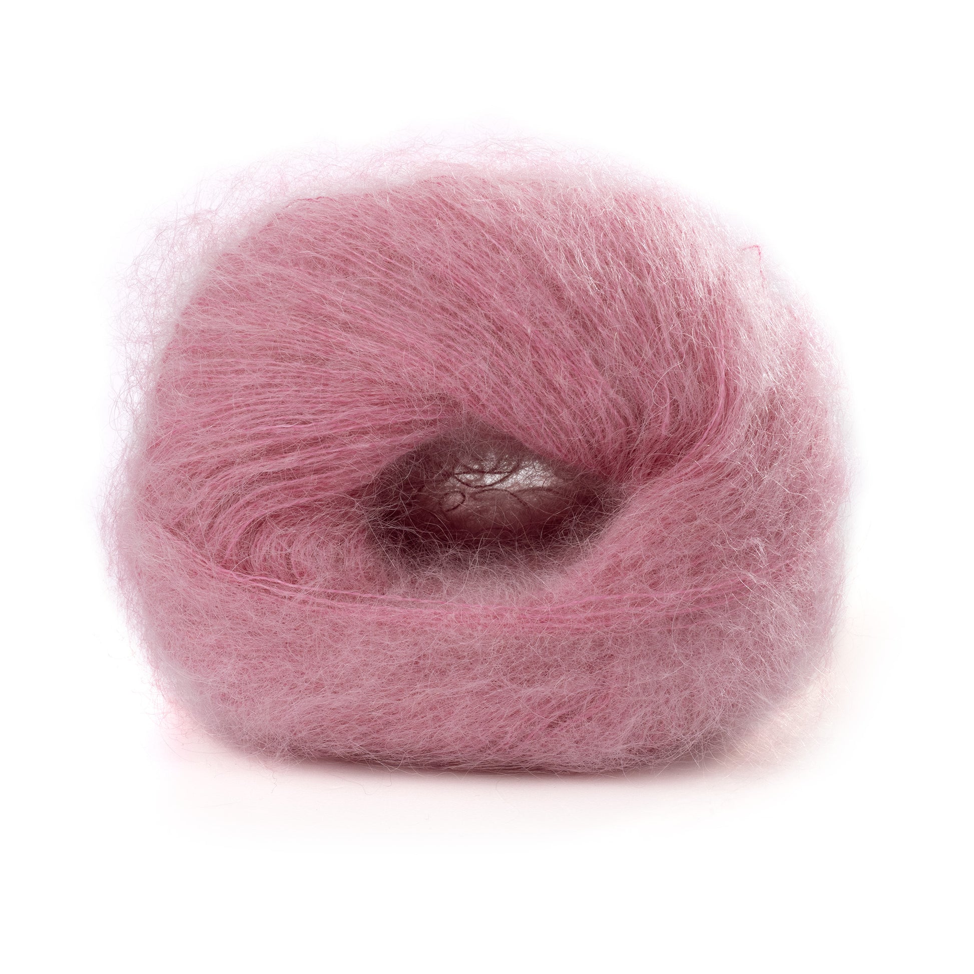 Lana Gatto Mohair Royal Rosa 7259. Seidenweiches Garn aus Kid Mohair für zarte Babykleidung und Accessoires. Flauschiger Faden mit natürlichem Glanz