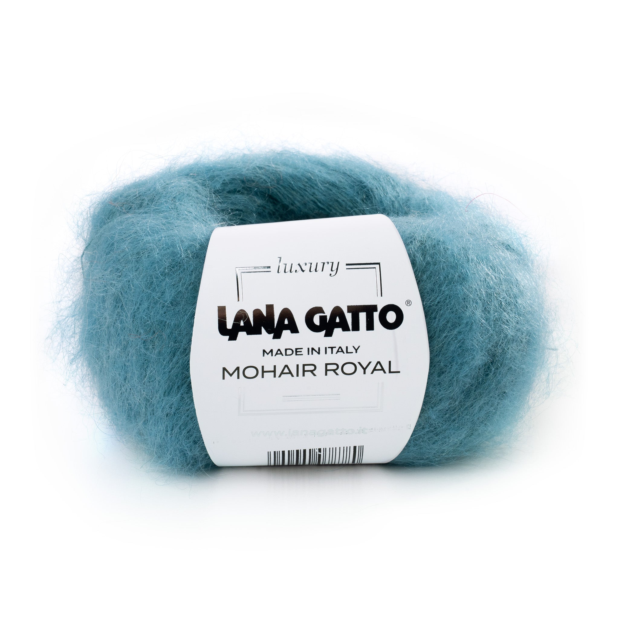 Lana Gatto Mohair Royal in Taubenblau. Leichtes Sommermohair für luftige Oberteile und Tücher. 80% Kid Mohair 20% Polyamid. Nadelstärke 3