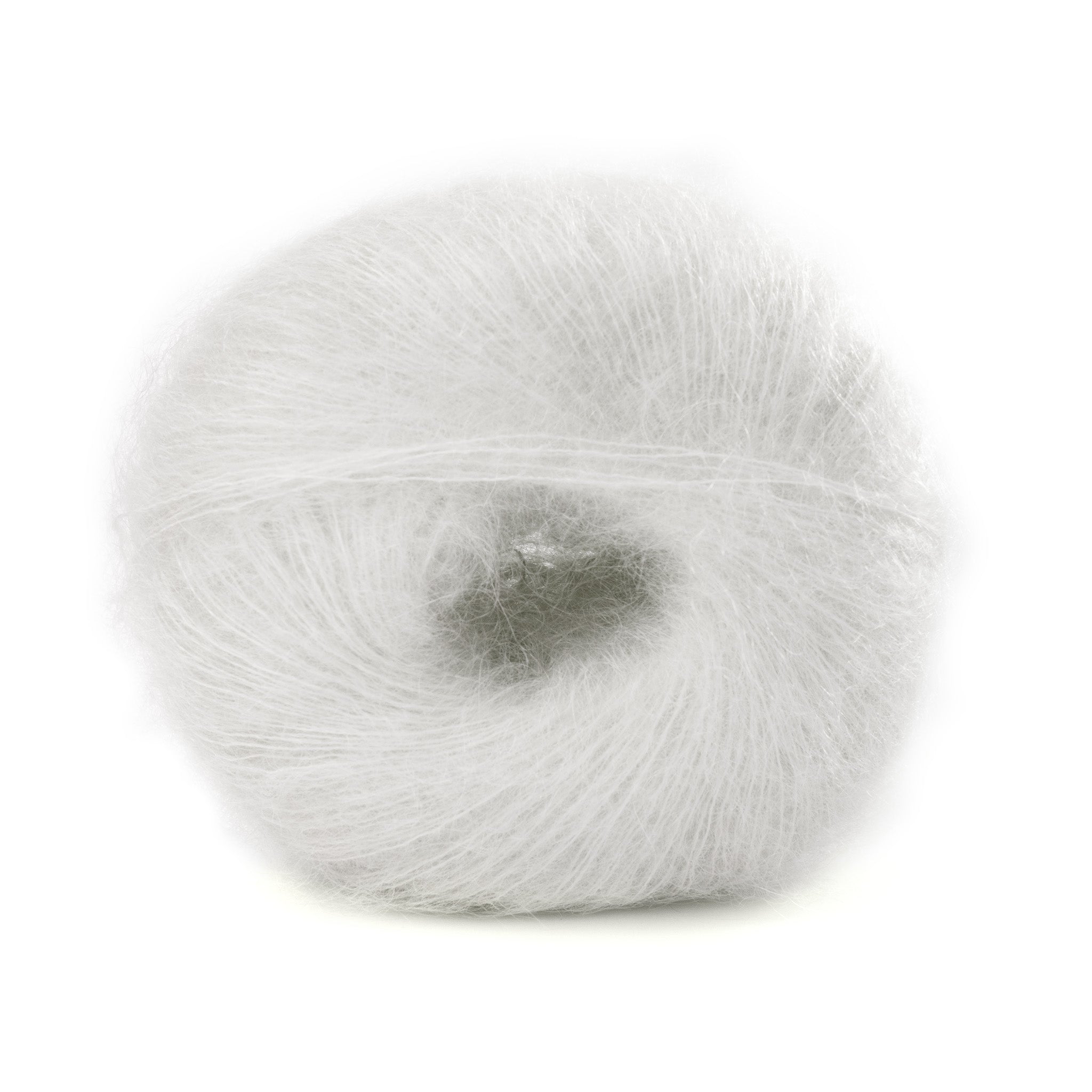 Lana Gatto Mohair Royal Premiumgarn in Weiß 8000. 80% Kid Mohair 20% Nylon. Flauschiges Mohairgarn für luftige Stolas und Tücher
