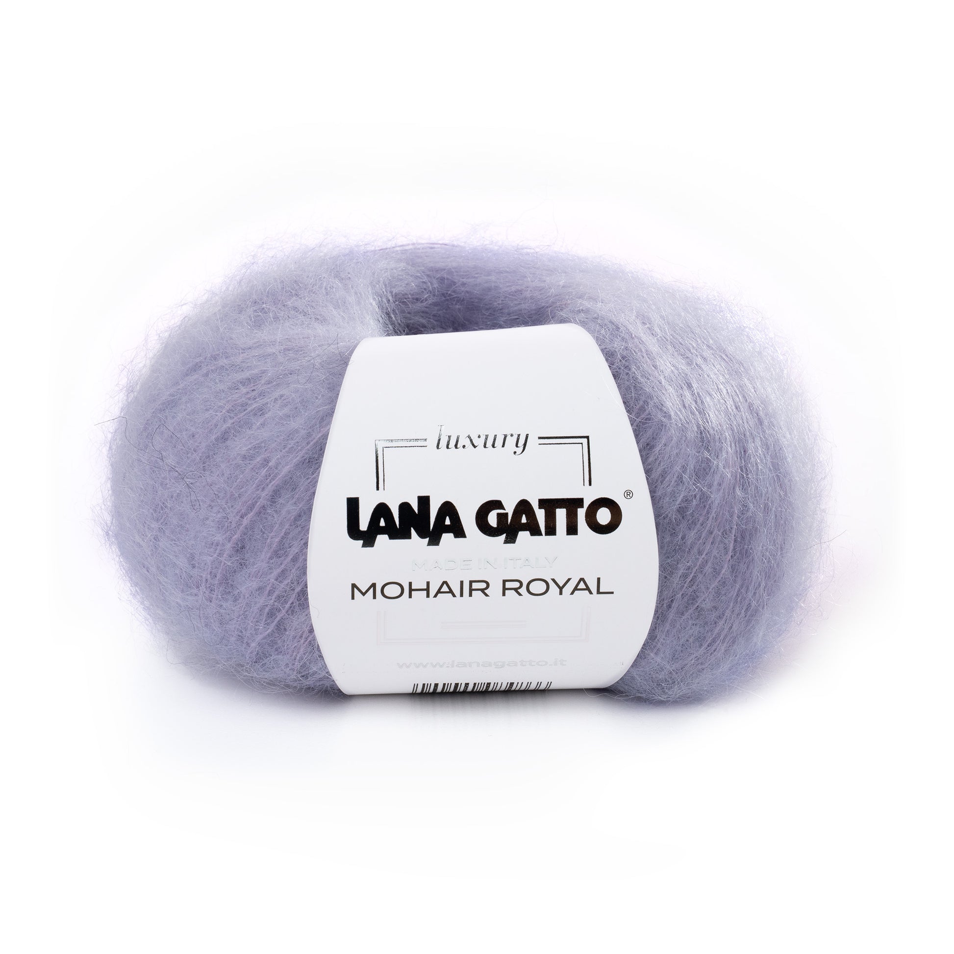 Lana Gatto Mohair Royal in Violet. Flauschiges Premiumgarn aus 80% Kid Mohair. Ideal für leichte Sommerpullover und Schals. Gleichmäßiger Fadenverlauf