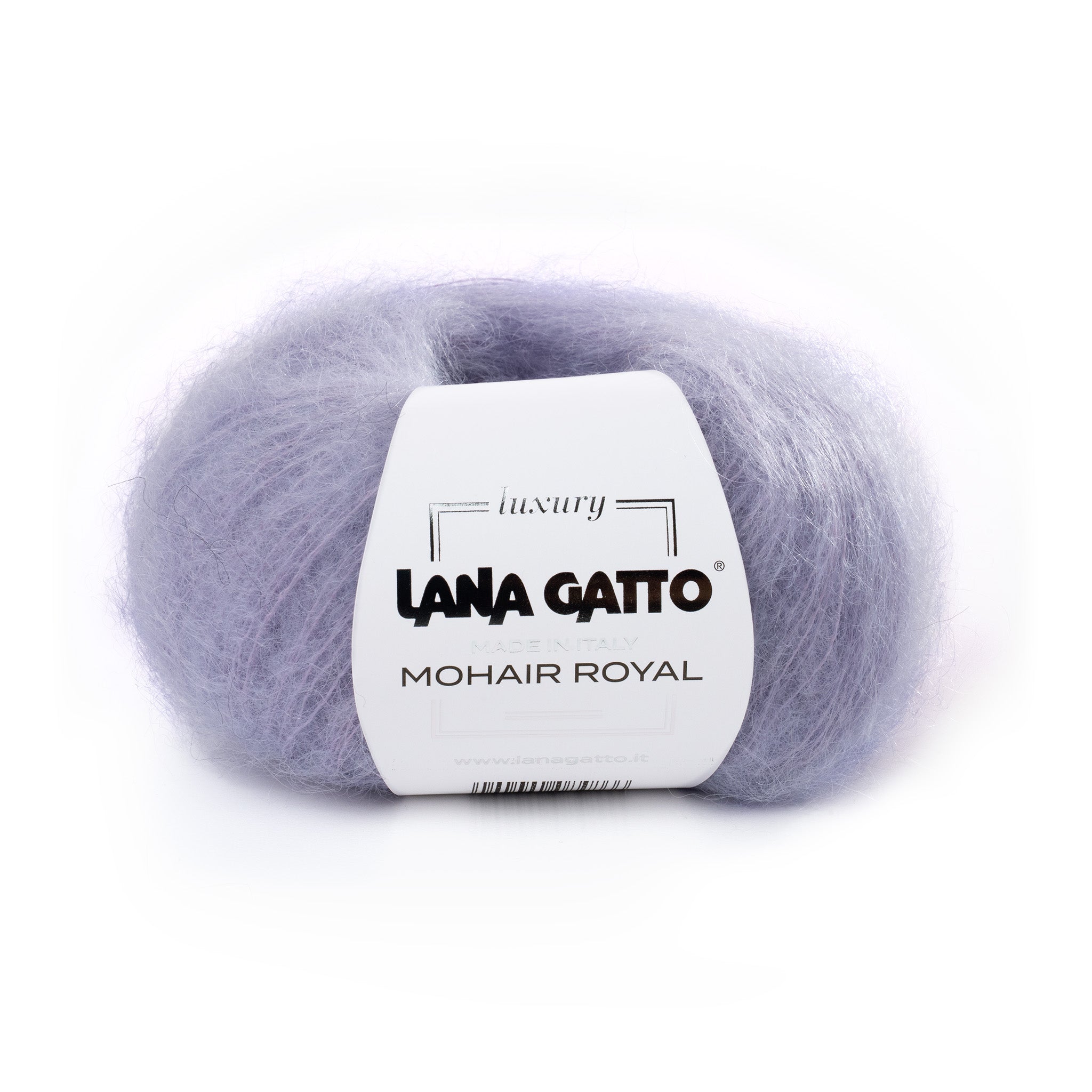 Lana Gatto Mohair Royal in Violet. Flauschiges Premiumgarn aus 80% Kid Mohair. Ideal für leichte Sommerpullover und Schals. Gleichmäßiger Fadenverlauf