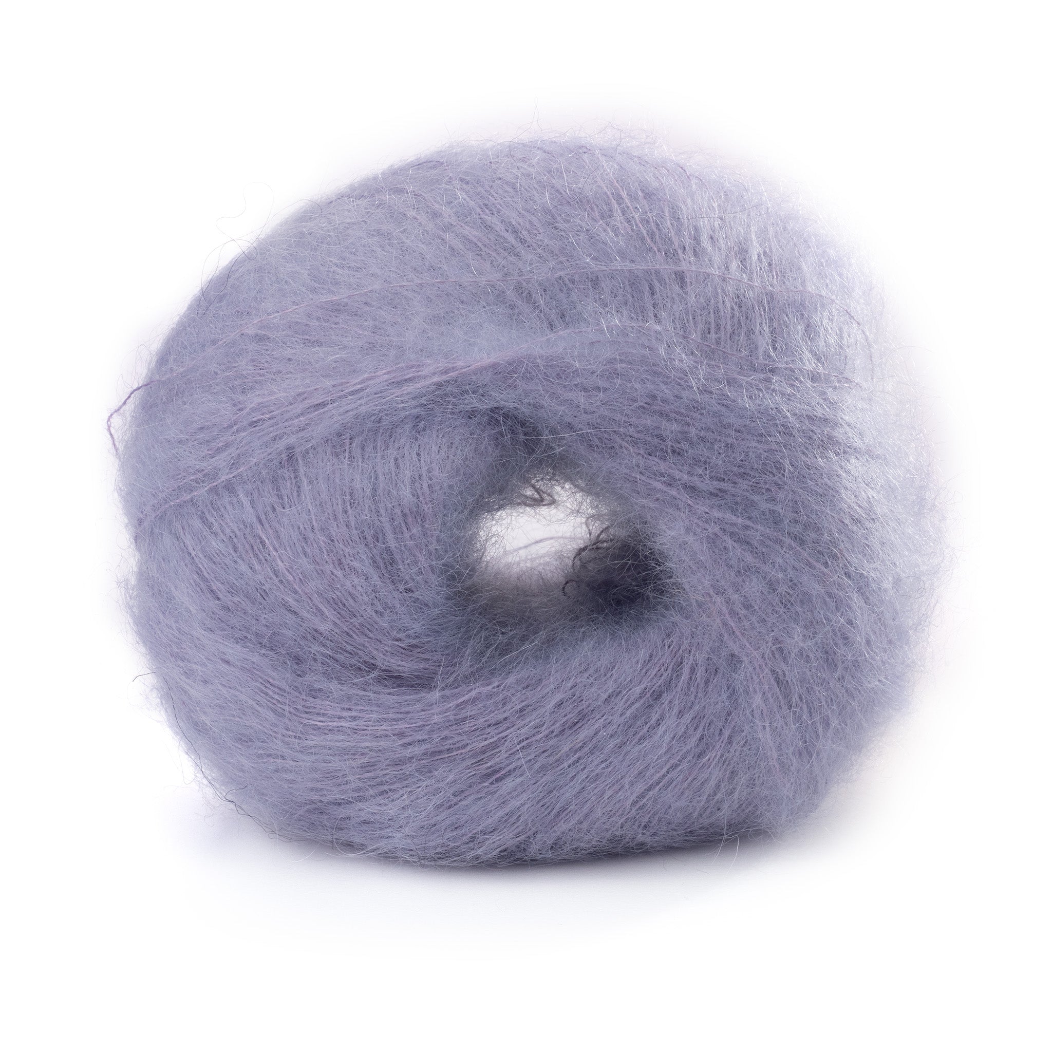 Lana Gatto Mohair Royal in Violet 9366. Flauschiges Premiumgarn aus 80% Kid Mohair. Ideal für leichte Sommerpullover und Schals. Gleichmäßiger Fadenverlauf