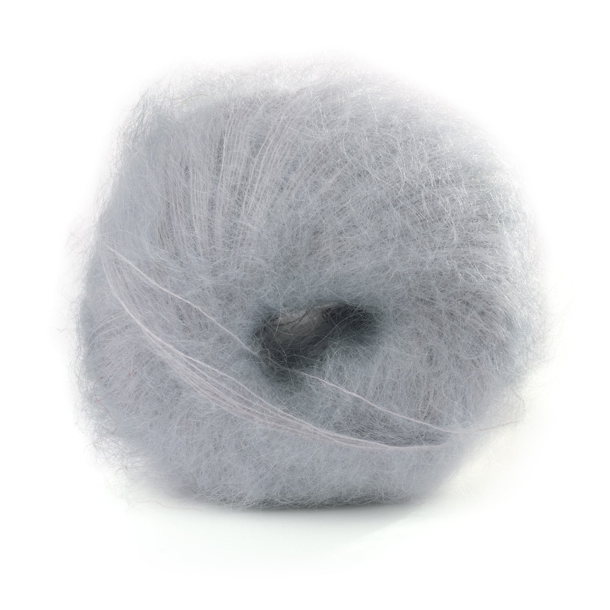 Lana Gatto Mohair Royal hellgrau 9368. Leichtes Sommergarn aus reiner Kid Mohair Qualität. Stricken Sie luftige Oberteile und Accessoires. Handwäsche. Nadelstärke 3