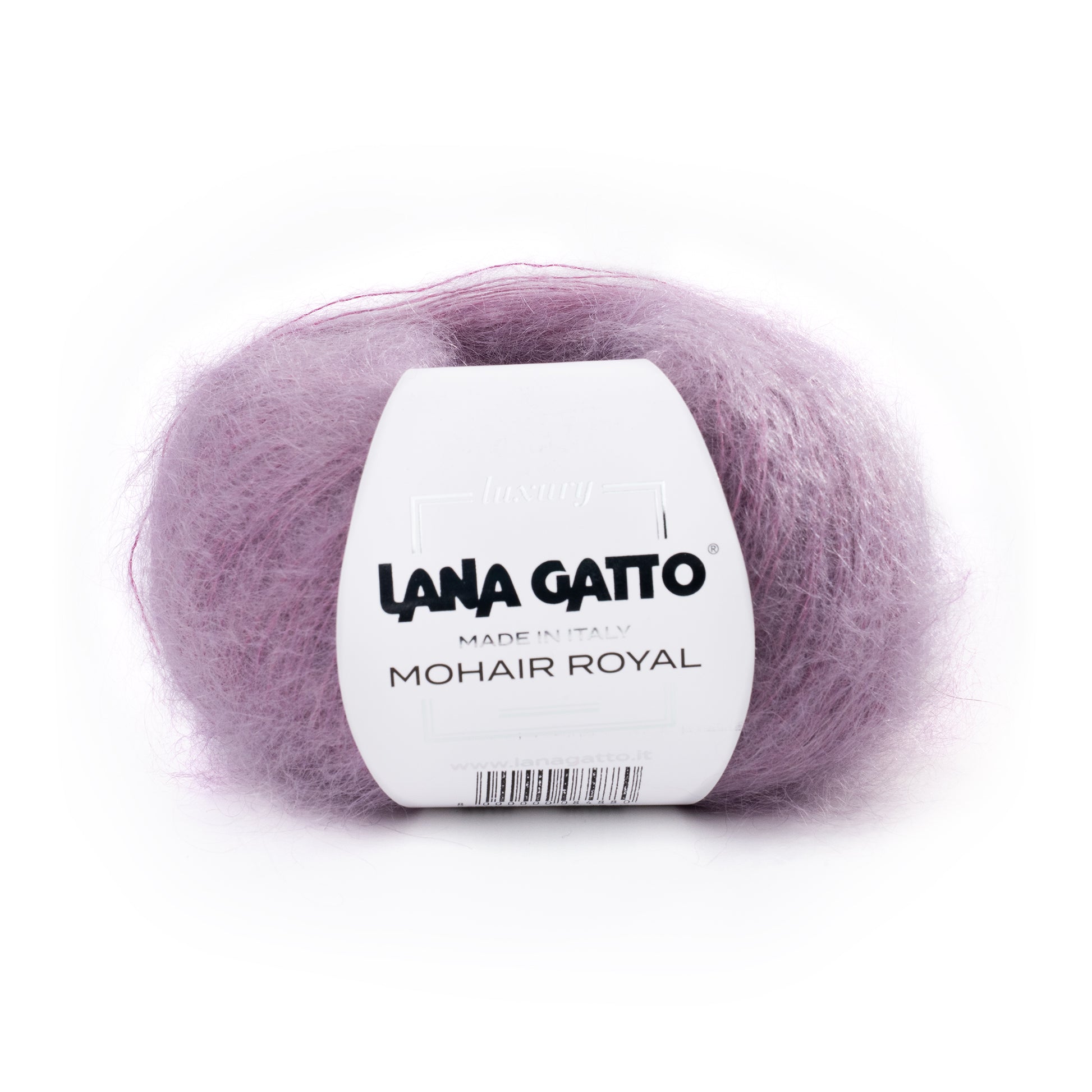 Lana Gatto Mohair Royal Flieder. Hochwertiges Garn für Handstricken und Häkeln. Florige Oberfläche für edle Tücher und Stolen. 25g Knäuel mit 215 Metern