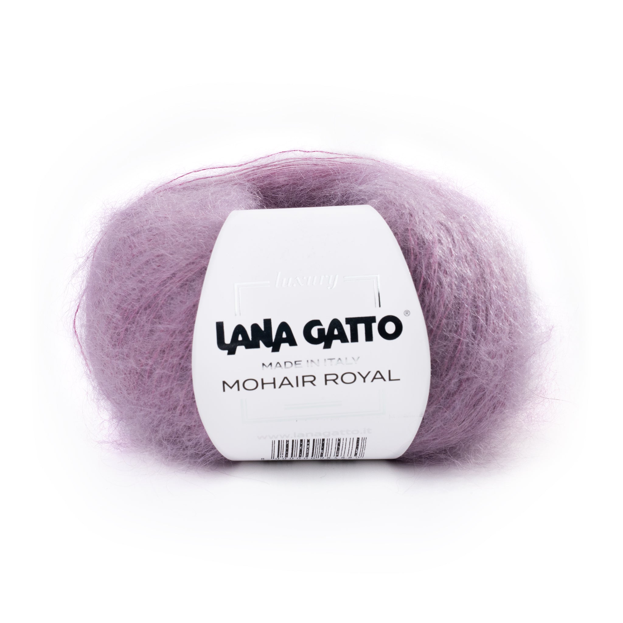 Lana Gatto Mohair Royal Flieder. Hochwertiges Garn für Handstricken und Häkeln. Florige Oberfläche für edle Tücher und Stolen. 25g Knäuel mit 215 Metern