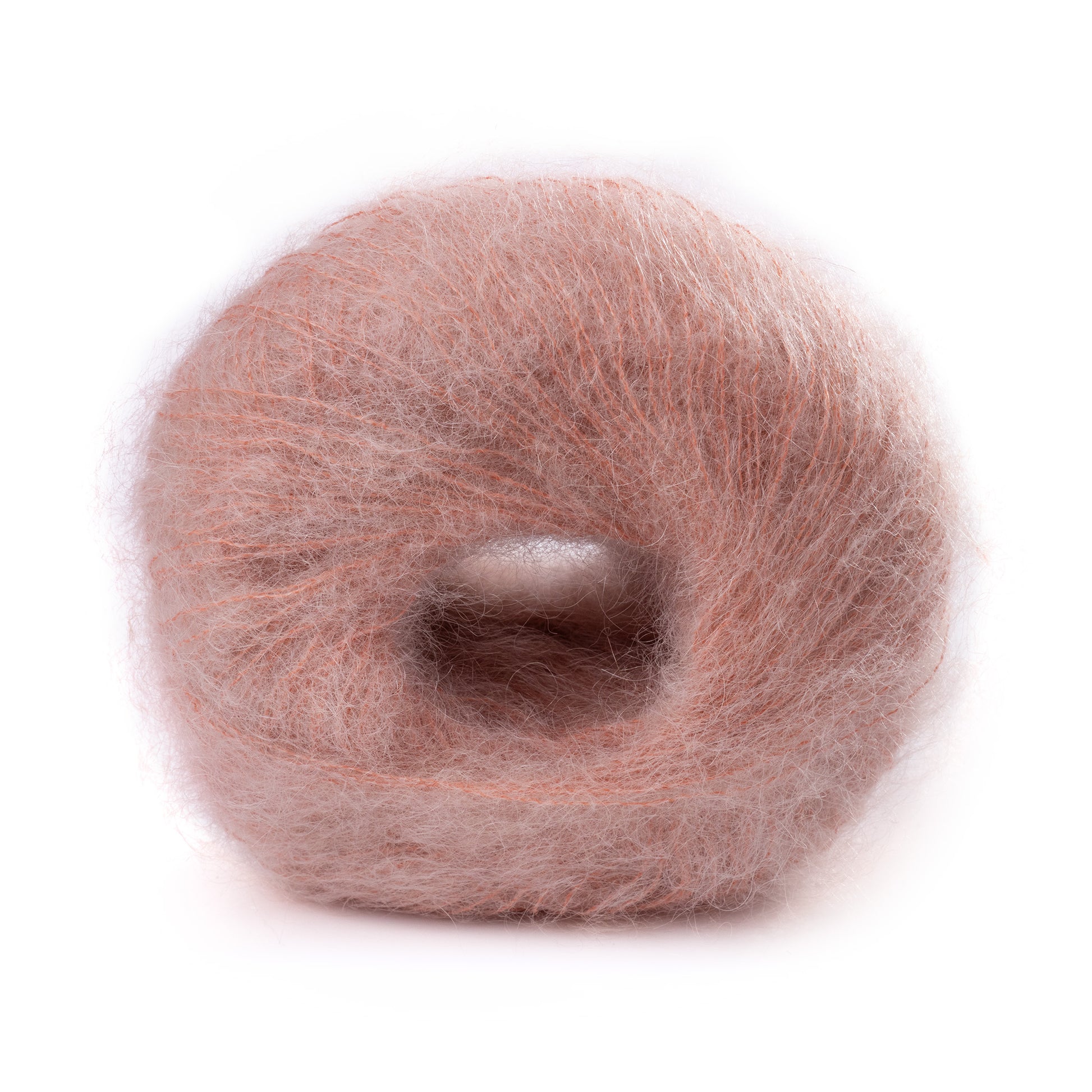 Lana Gatto Mohair Royal Pfirsch 9371. Luftiges Mohairgarn für leichte Sommerkleidung und Tücher. Flauschig und fein. Nadelstärke 3 mm. 25g Knäuel