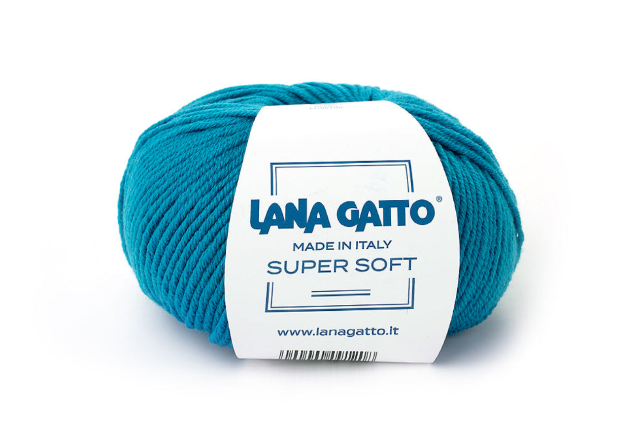 Lana Gatto Super Soft Premium-Strickgarn aus 100% Extrafine Merino Wool für Winterpullover, Freizeitbekleidung, Accessoires und exklusive Handmade Fashion, Made in Italy. FARBE: Mare 14636
