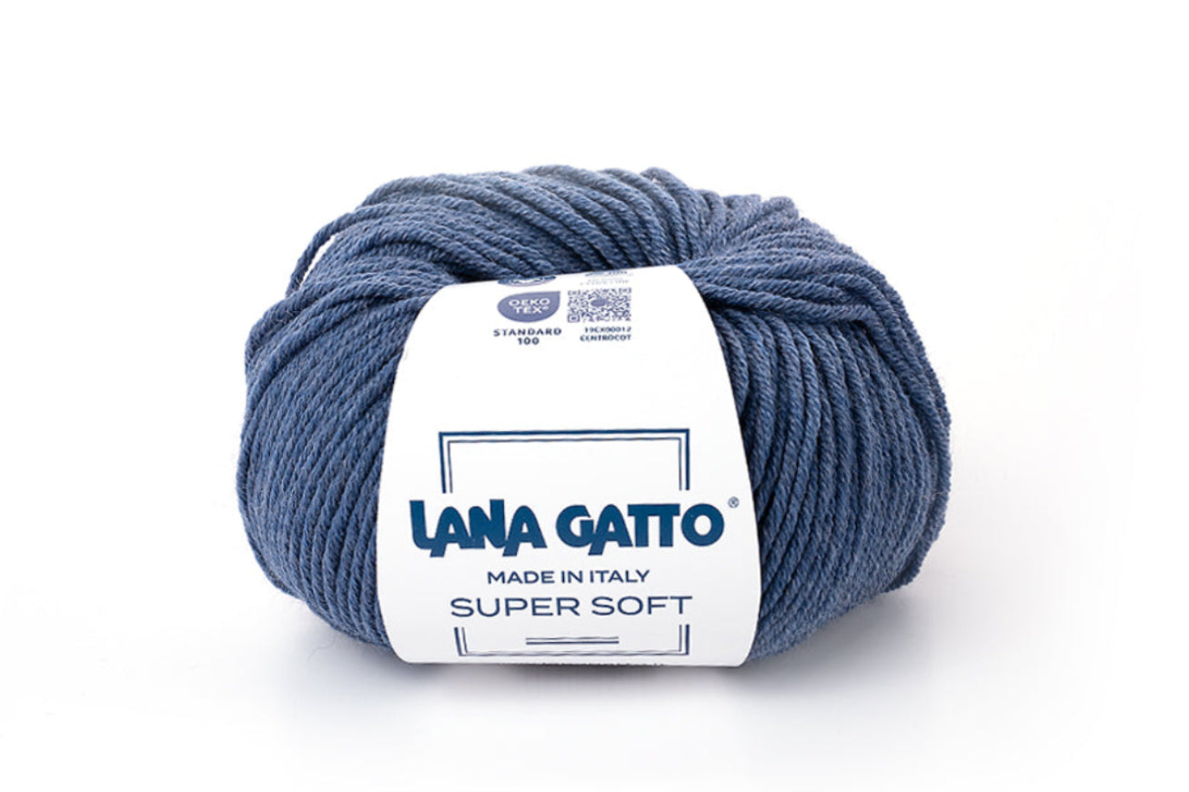 Lana Gatto Super Soft Premium-Wolle aus 100% Extrafine Merino Wool, besonders weich und hautfreundlich für Babykleidung, Kinderbekleidung und empfindliche Haut. FARBE: Avio 20583