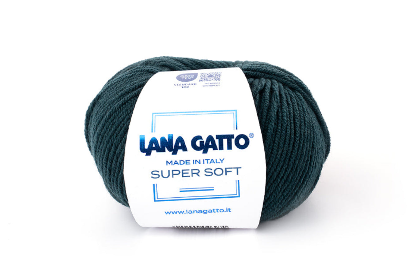 Lana Gatto Super Soft hochwertiges Naturgarn für Damenpullover, Herrenpullover, Winterbekleidung, Freizeitmode und luxuriöse Strick- und Häkelprojekte. FARBE: Verdone 8563
