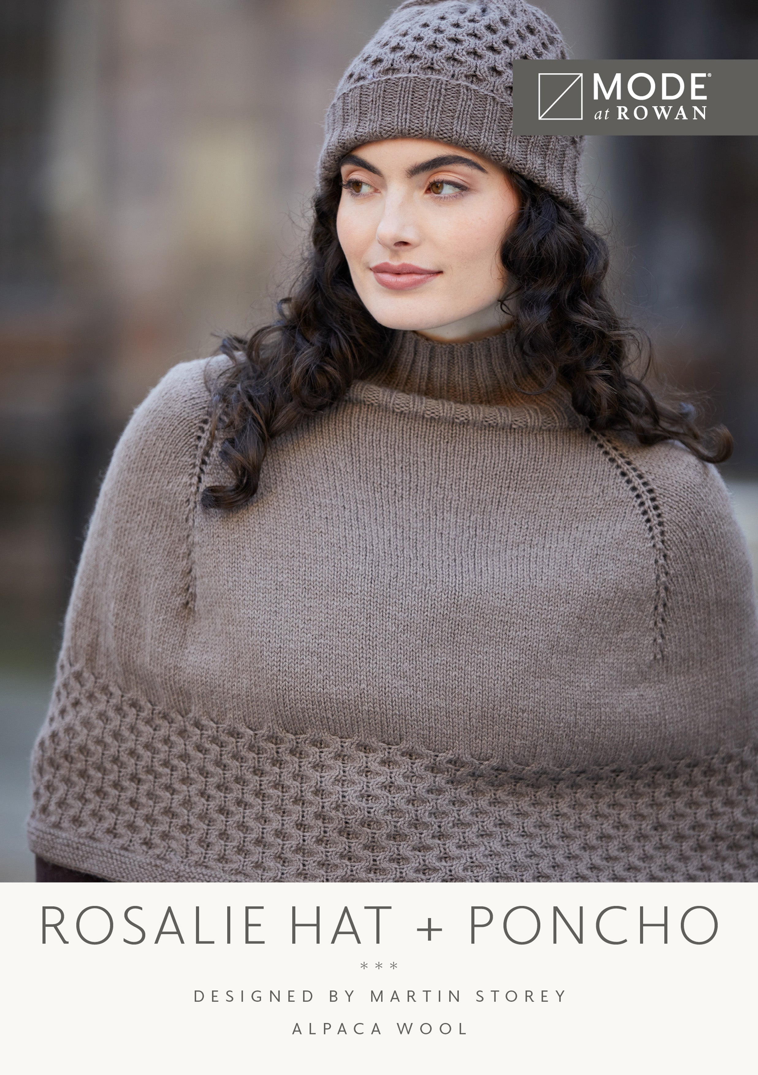 MODE at ROWAN Rosalie Strickanleitung für Mütze und Poncho aus Alpaca Wool mit wabenartigem Zopfmuster