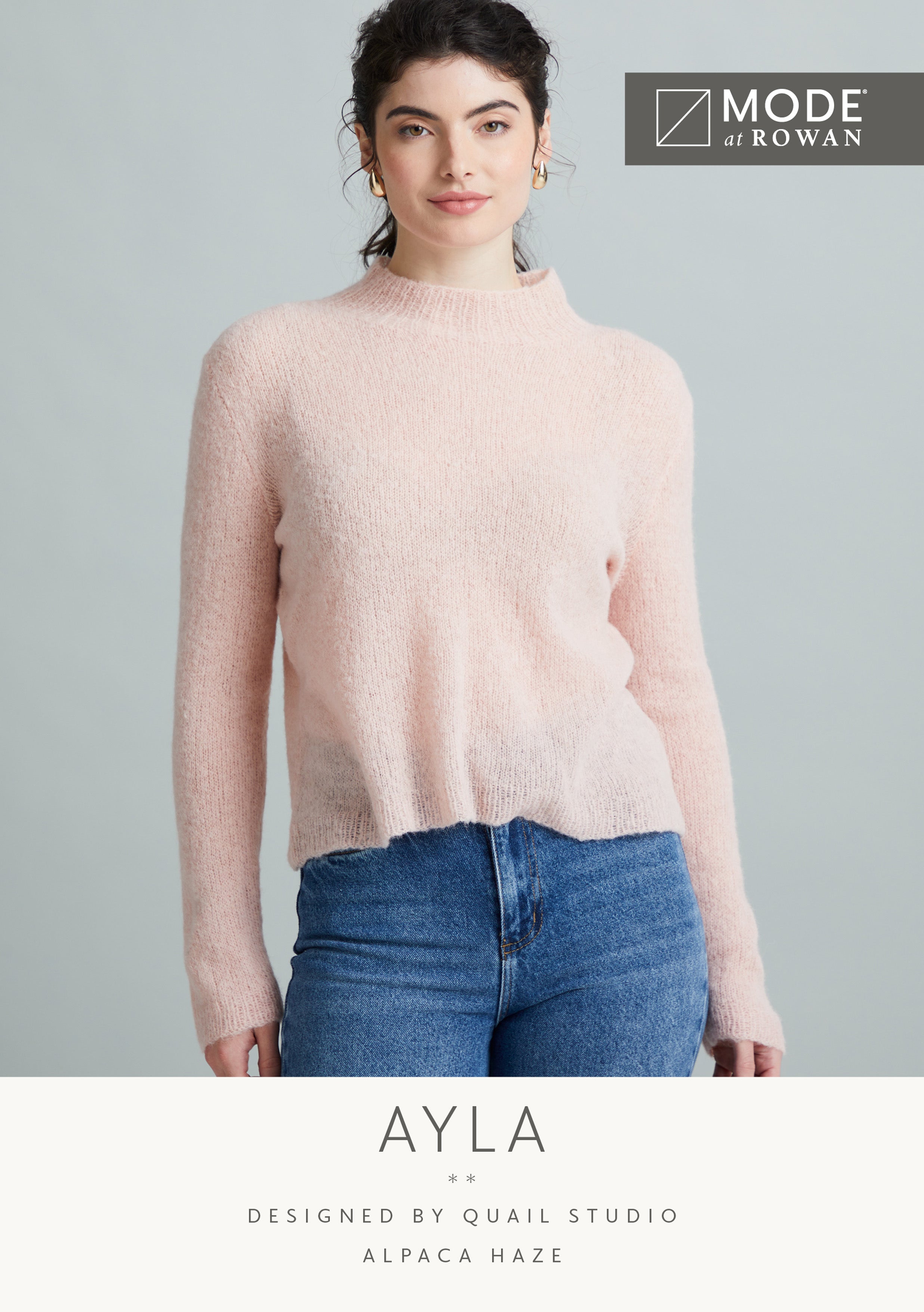 MODE at ROWAN Ayla Strickanleitung für einen weichen Damenpullover aus Alpaca Haze mit V-Ausschnitt