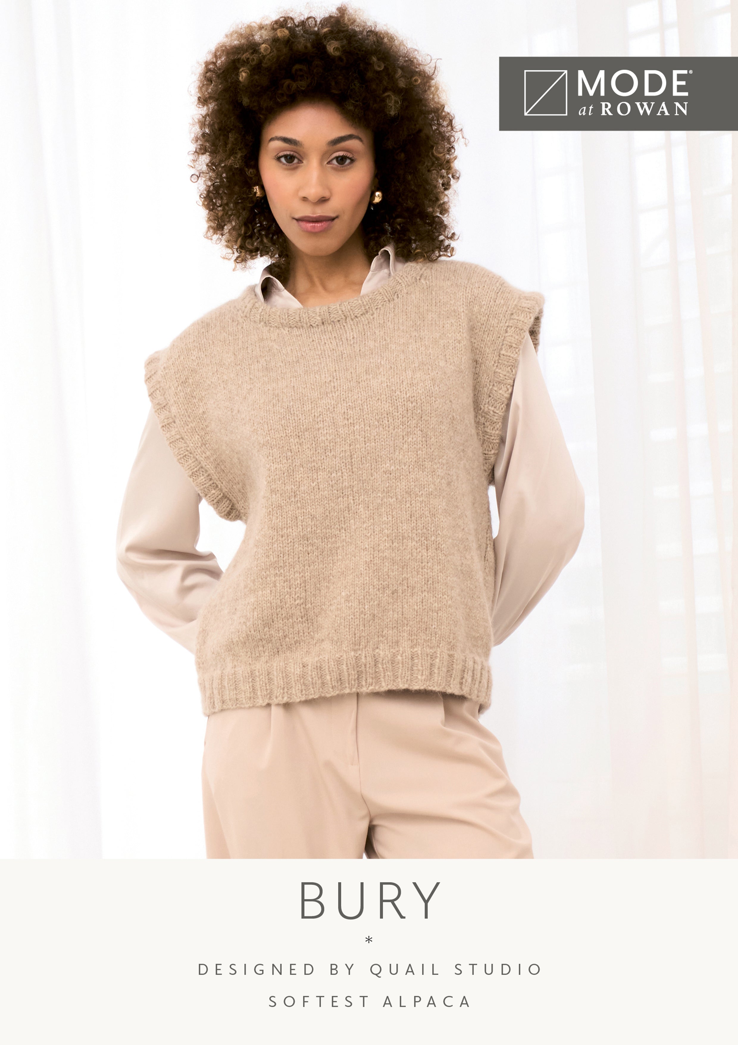 MODE at ROWAN Bury Strickanleitung für einen Damen Pullunder aus Softest Alpaca mit Rundhalsausschnitt und gerippten Einfassungen