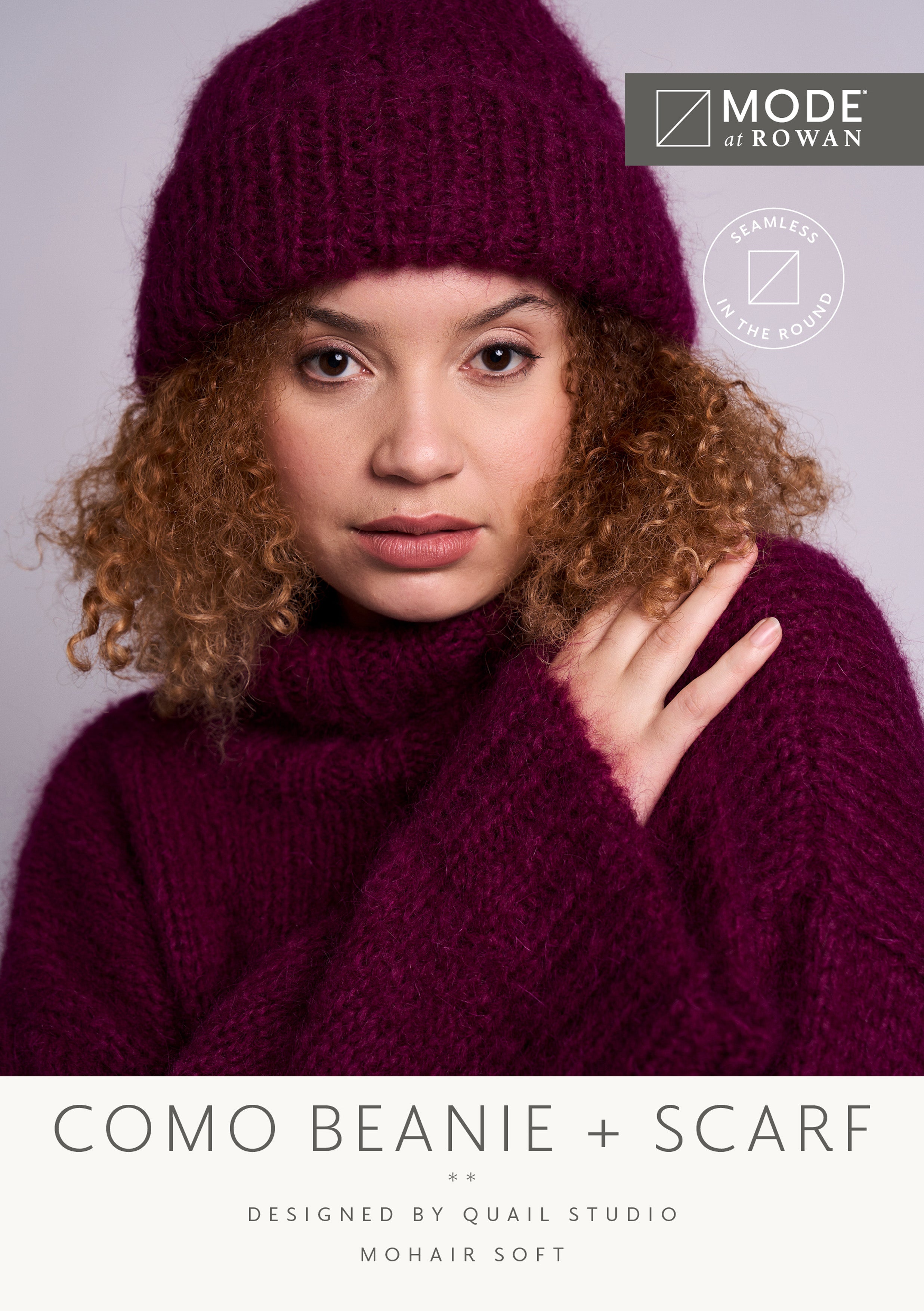 MODE at ROWAN Como Strickanleitung für Mütze und Schal aus Mohair Soft mit Rippenmuster und strukturierter Oberfläche