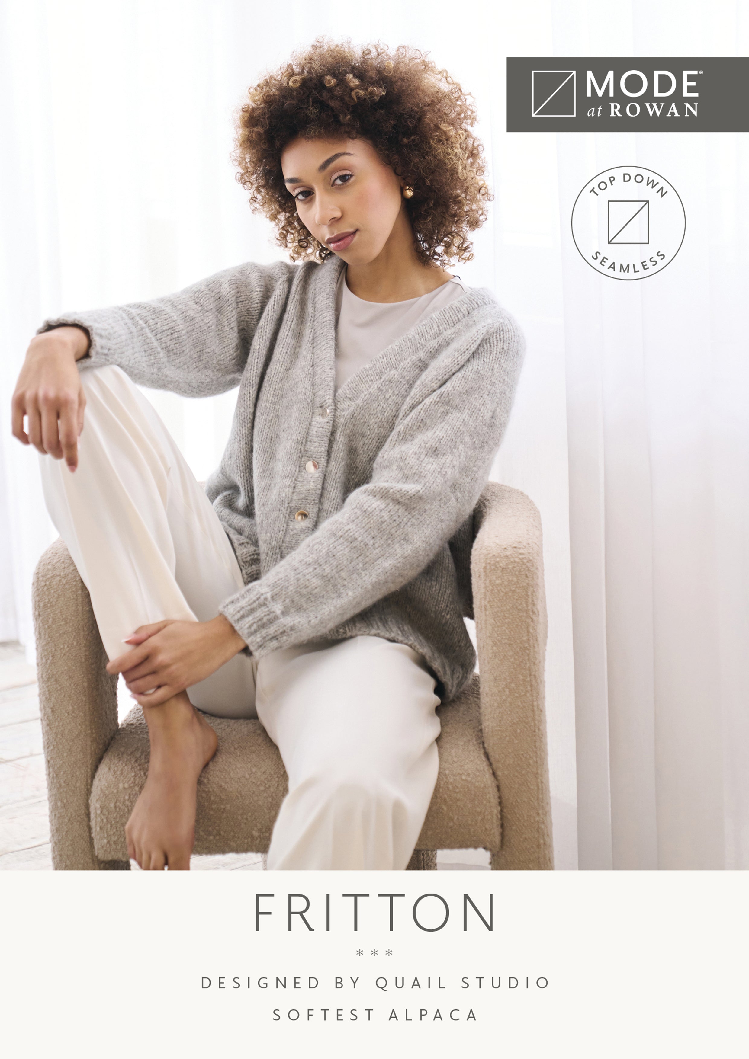 MODE at ROWAN Fritton Strickanleitung für einen Damen Cardigan aus Softest Alpaca mit Raglanärmeln und Knopfleiste