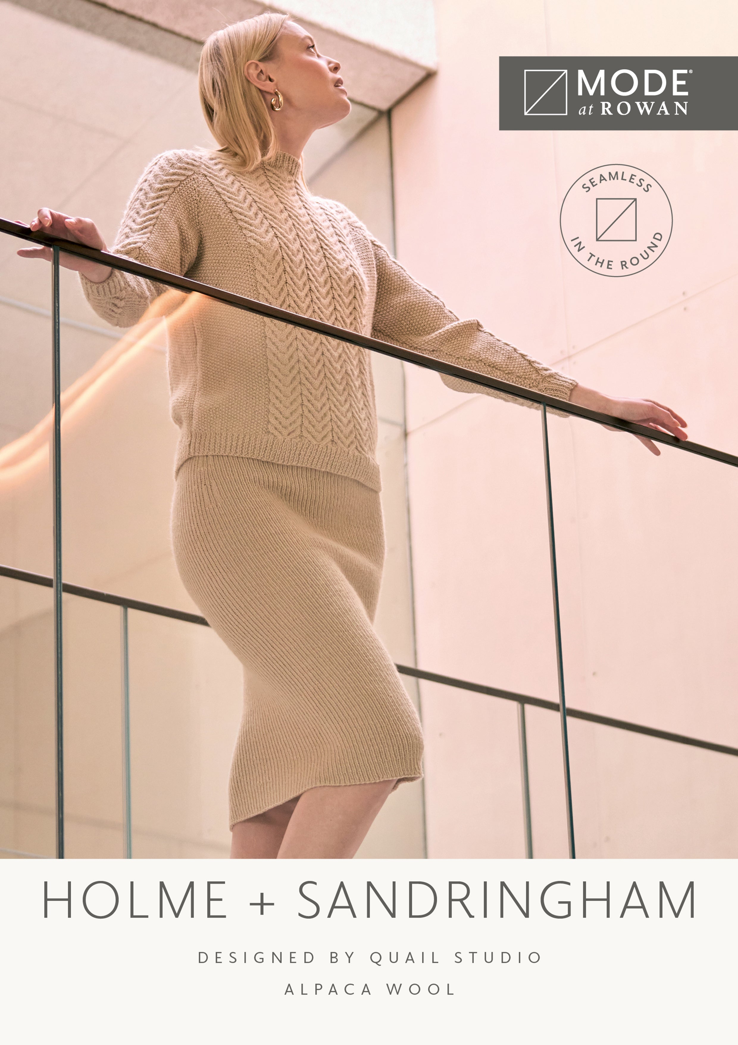 Strickanleitung für Damen Outfit aus Alpaca Wool, klassischer Zopfmuster Pullover Holme und gerippter Rock Sandringham von MODE at ROWAN