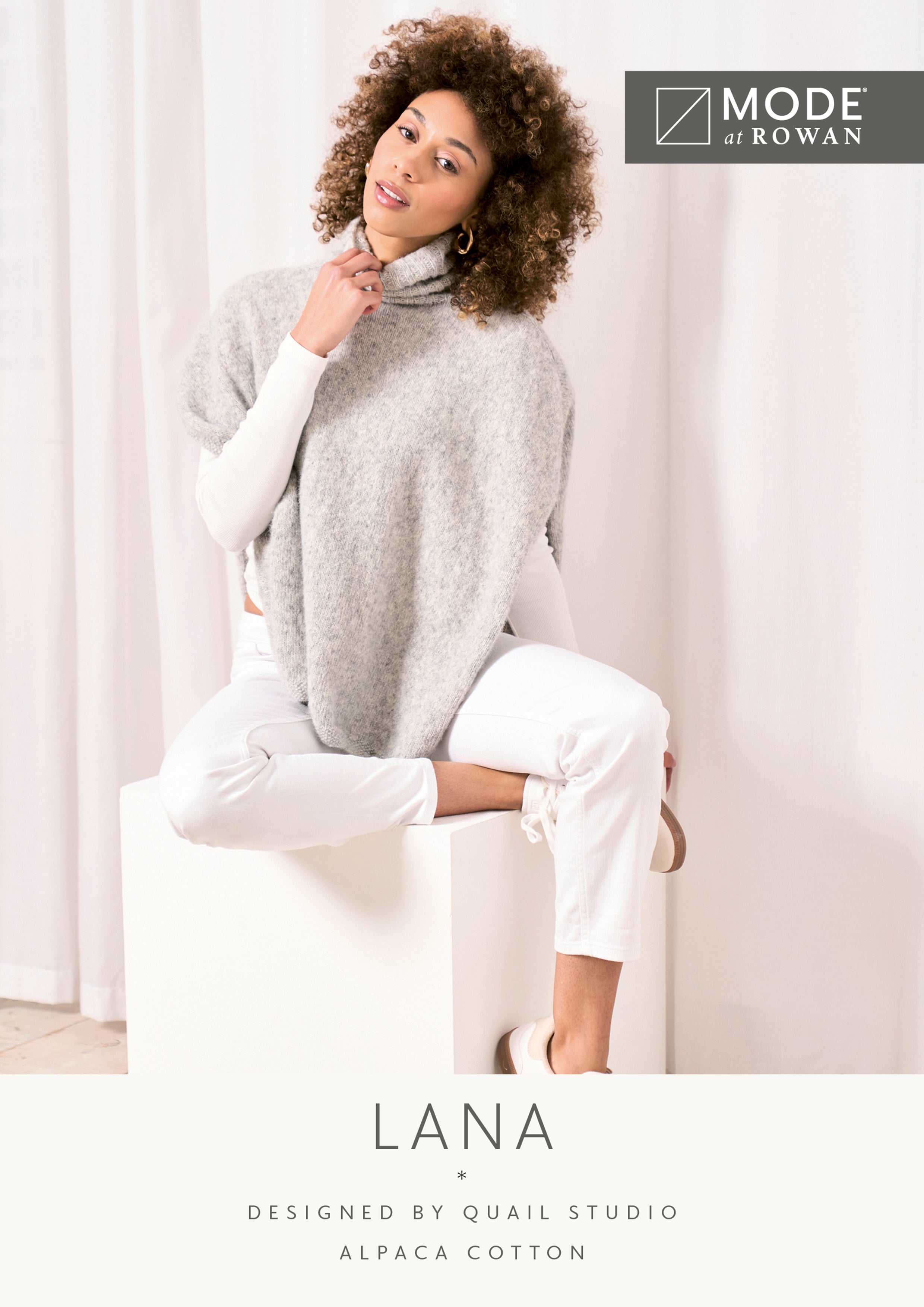 MODE at ROWAN Lana Strickanleitung für einen Damen Poncho aus Alpaca Cotton mit Rollkragen und seitlichen Schlitzen