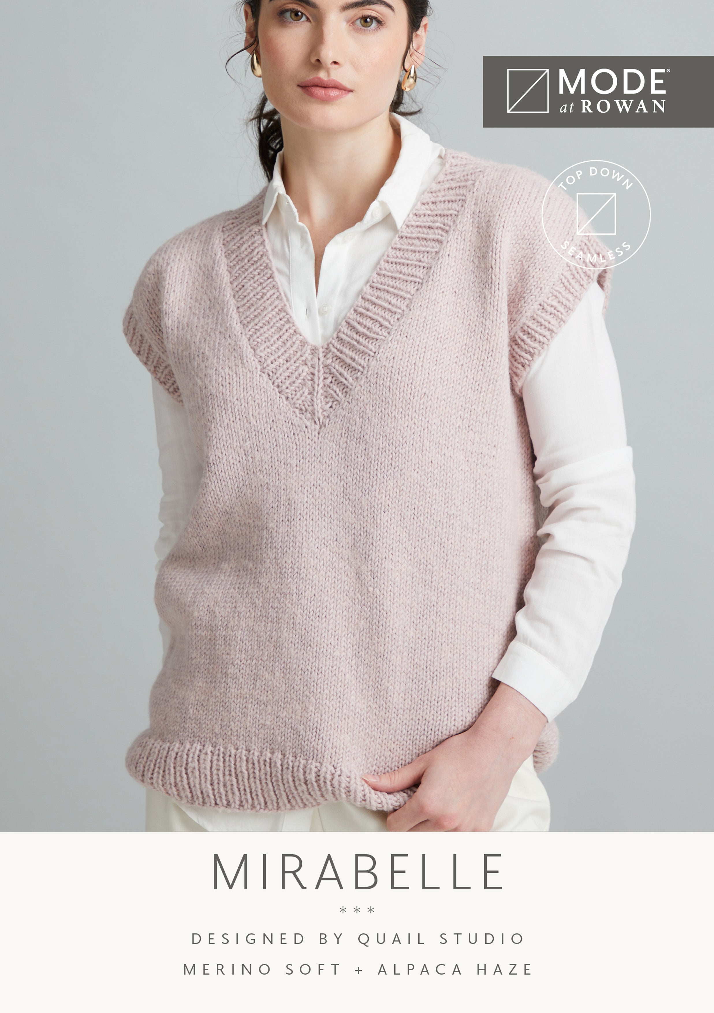 MODE at ROWAN Mirabelle Strickanleitung für einen Oversize Damen Pullunder aus Merino Soft und Alpaca Haze mit V-Ausschnitt