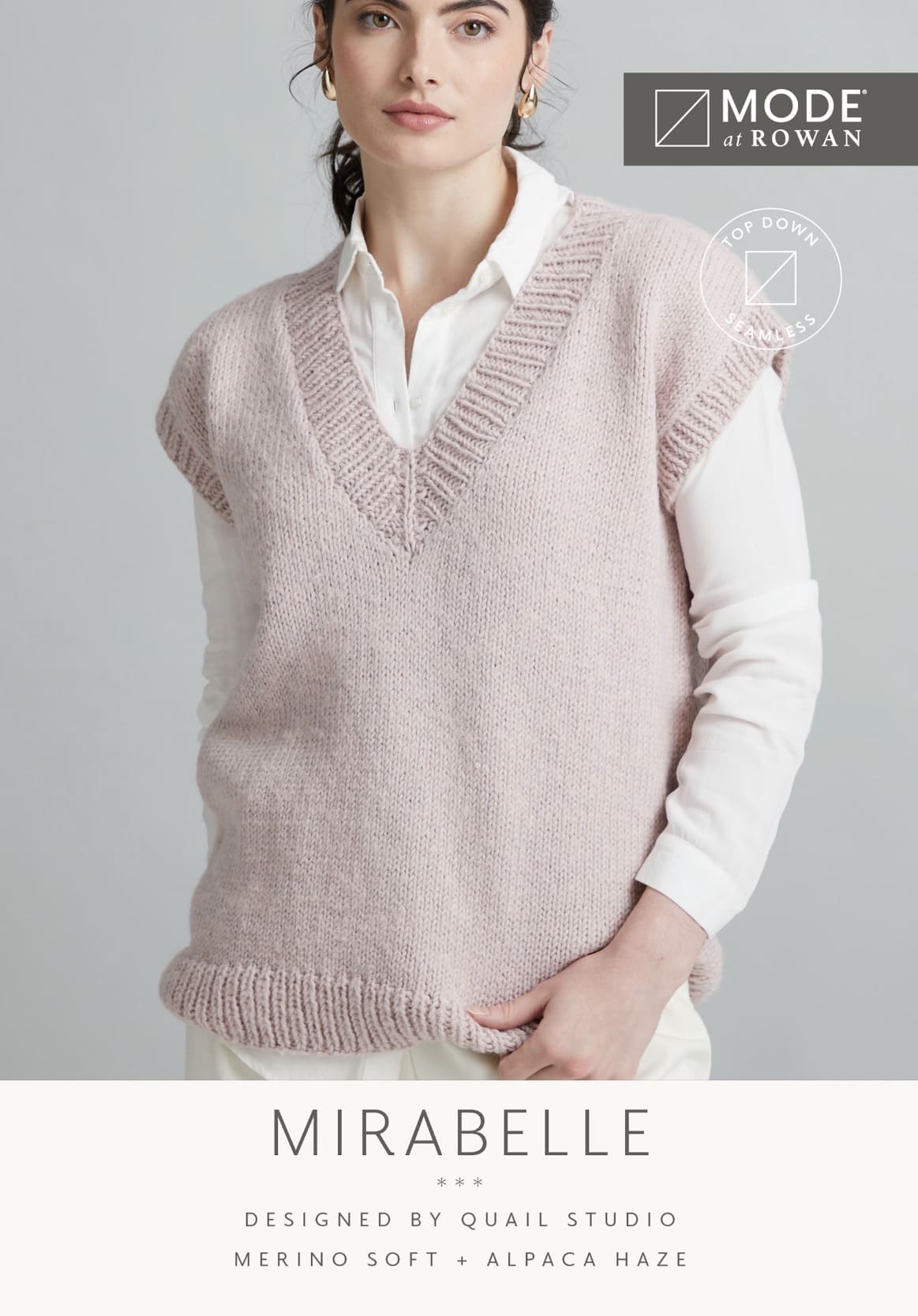 MODE at ROWAN Mirabelle Strickanleitung für einen Oversize Damen Pullunder aus Merino Soft und Alpaca Haze mit V-Ausschnitt