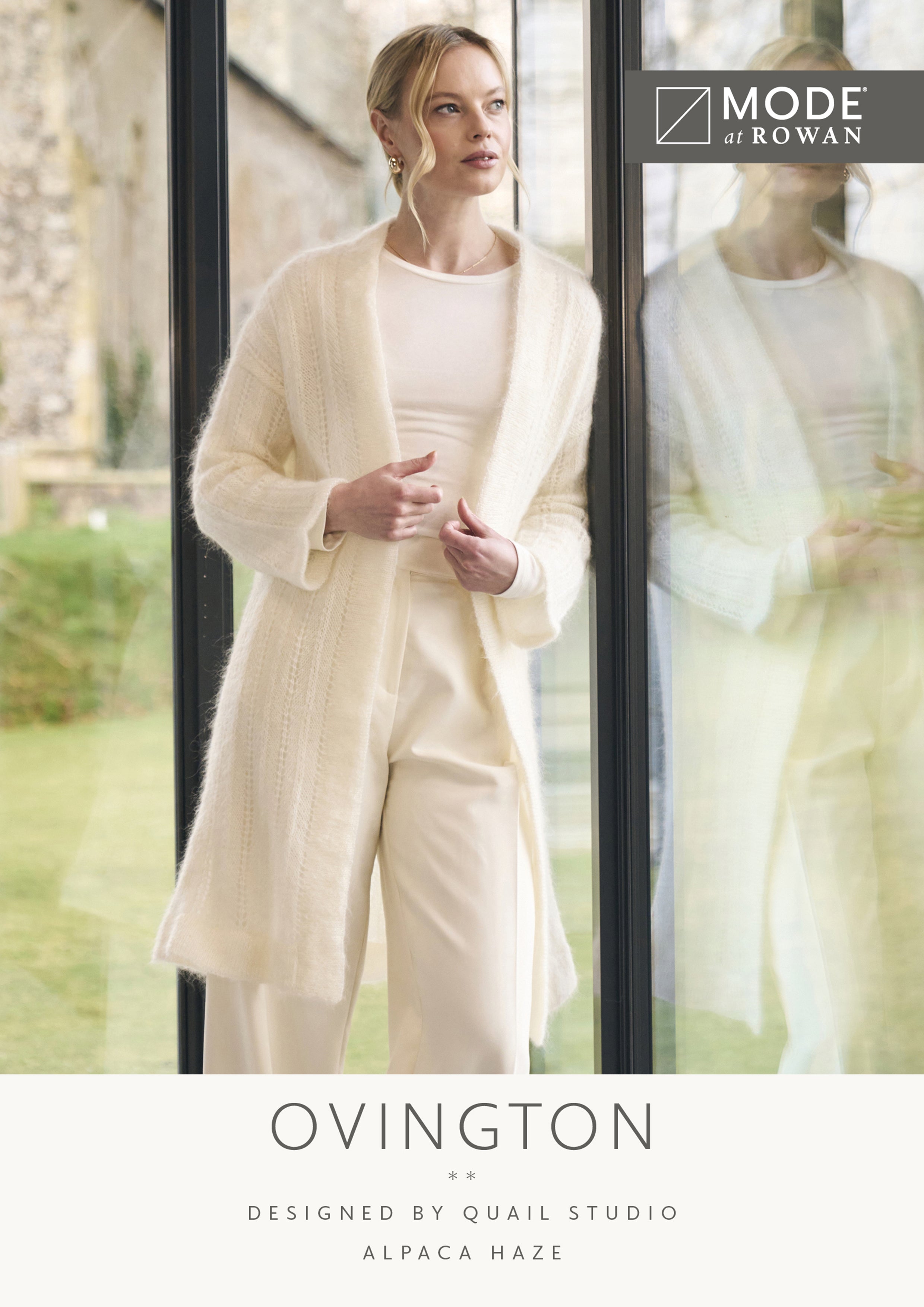 MODE at ROWAN Ovington Strickanleitung für eine leichte Damen Strickjacke aus Alpaca Haze mit zartem Allover-Lochmuster