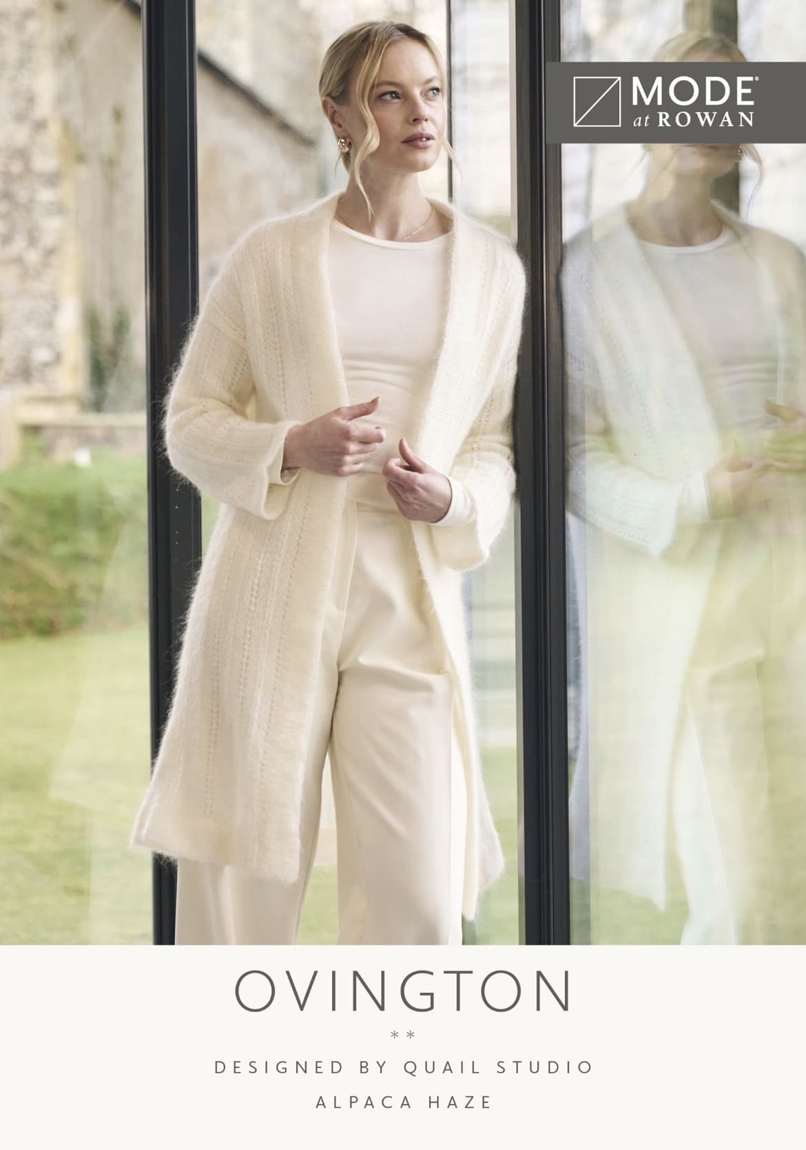 MODE at ROWAN Ovington Strickanleitung für eine leichte Damen Strickjacke aus Alpaca Haze mit zartem Allover-Lochmuster