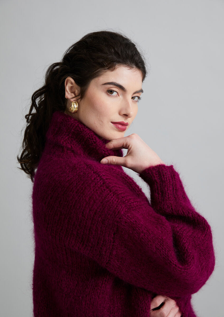 MODE at ROWAN Portofino Strickanleitung für einen schnell gestrickten Oversize Pullover aus luxuriösem Mohair Soft