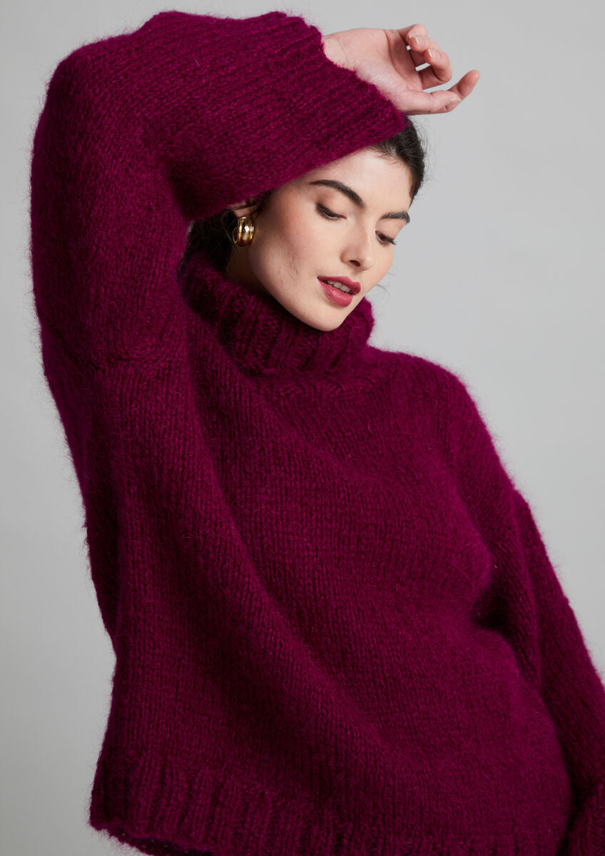 MODE at ROWAN Portofino Strickanleitung für einen Damen Oversize Pullover aus Mohair Soft mit Rollkragen und weicher Struktur