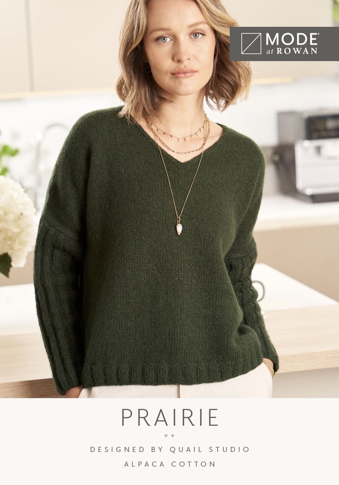 MODE at ROWAN Prairie Strickanleitung für einen Damenpullover aus Alpaca Cotton mit V-Ausschnitt und kastiger Passform