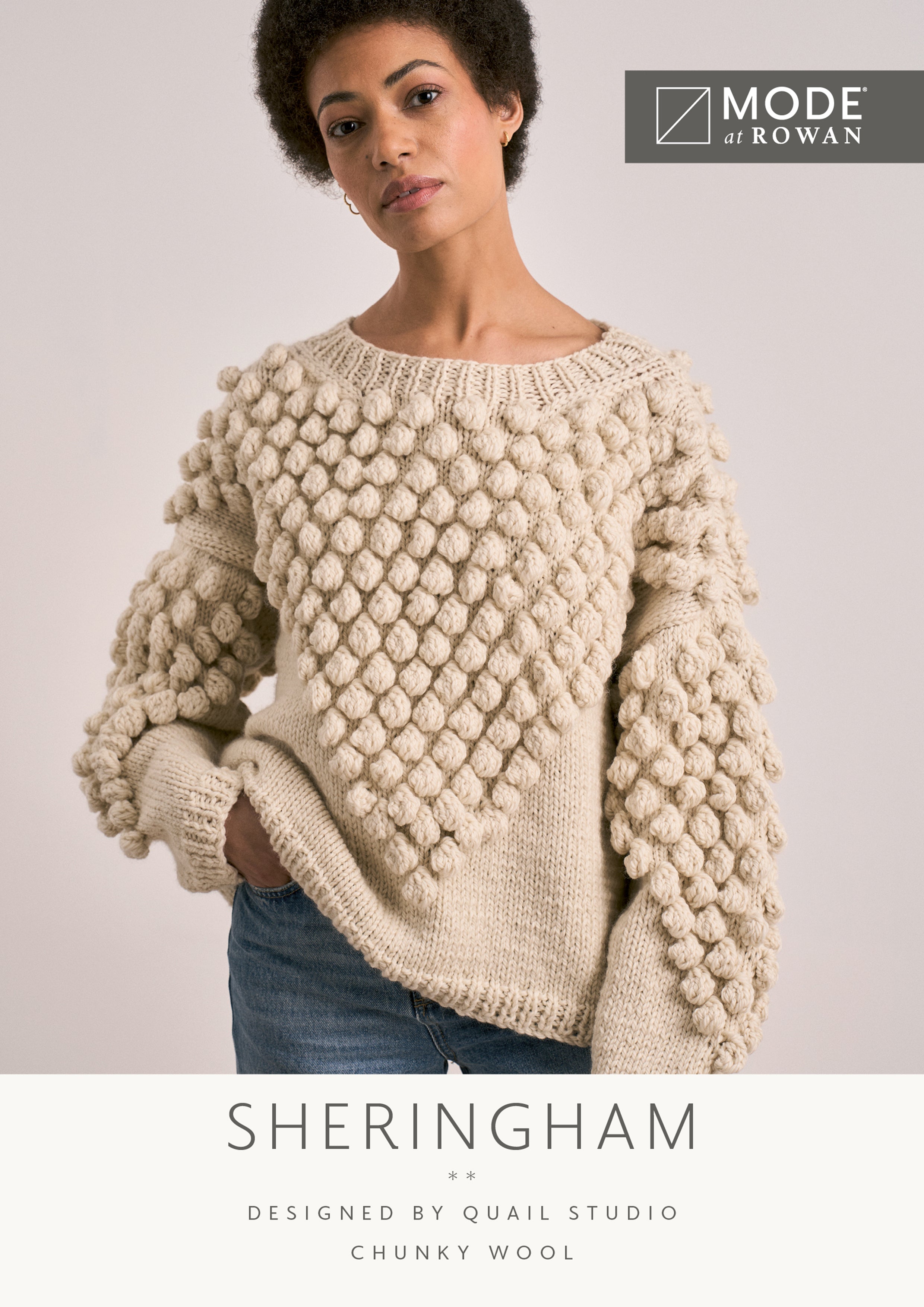 MODE at ROWAN Sheringham Strickanleitung für Damen Pullover aus Chunky Wool mit Rundhalsausschnitt, lockerer Passform und Noppenmuster